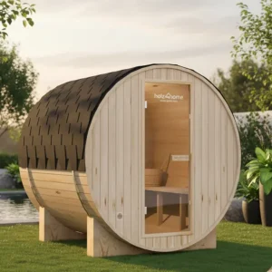 Fass-Sauna Pini wood Größe L inkl. 6 kW Elektroofen Preisreduziert